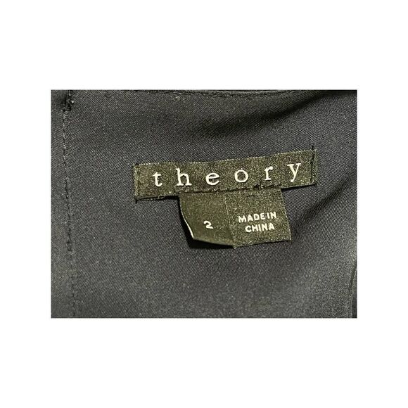 Theory Silk Osteen Mini Dress Crossover V-Neck Draped Sleeveless Navy Blue 2‎ - Picture 3 of 13